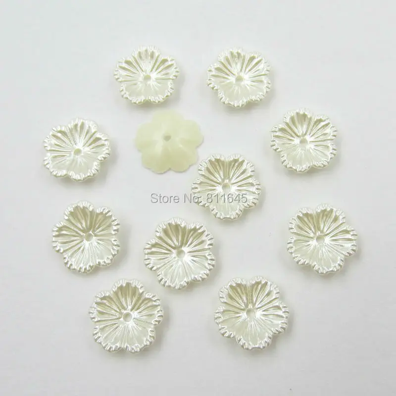 Полукруглые бусины из искусственного жемчуга разноцветный цветочный узор 100 шт.