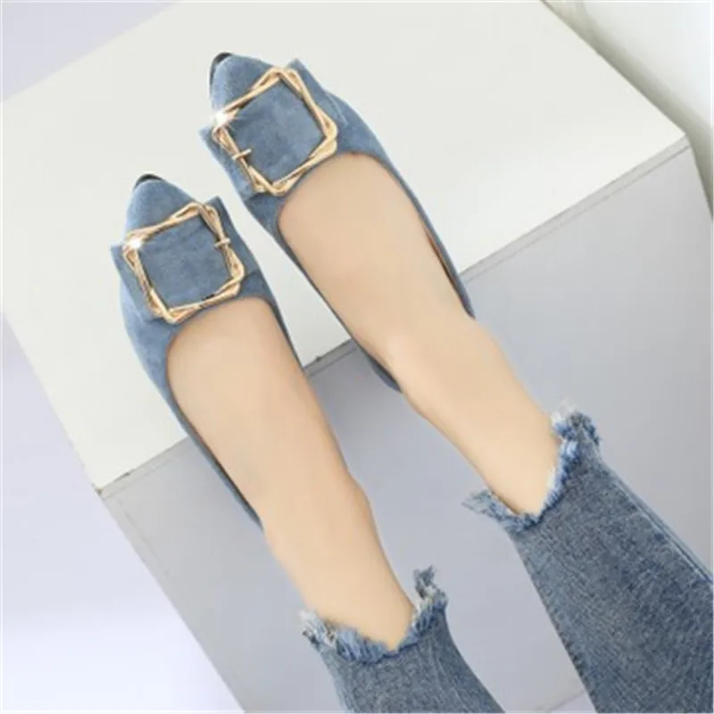 Туфли женские с острым носком повседневные металлическая подошва низкий каблук