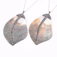 natural mother of pearl vintage colorful shell leaf necklaces pendants bohemian rhinestone crystal cz beads charm maxi jewelry