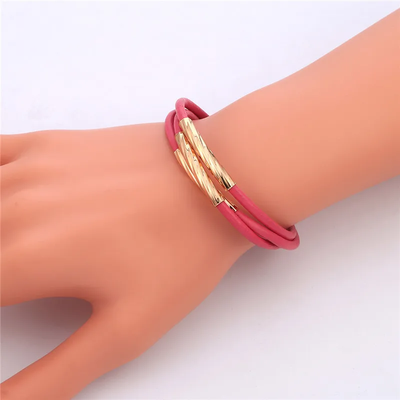 Новый дизайн 2018 кожаный Золотистый металлический браслет с веревкой ювелирные