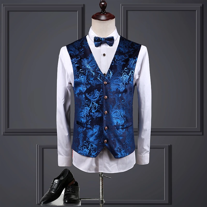 Мужские костюмы из 3 предметов (пиджак + жилет брюки) роскошные мужские свадебные