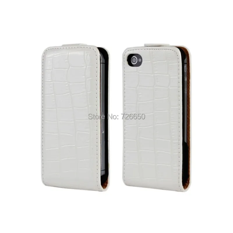 Флип-чехол для iPhone 4 и 4S из кожи крокодила с черным белым красным ярко-розовым