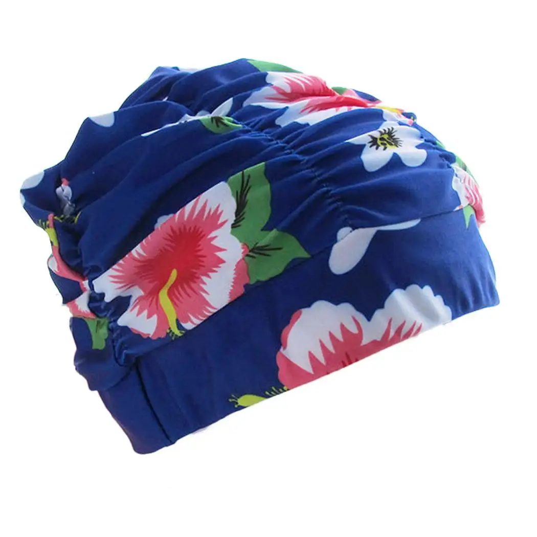 Длинная шапочка для плавания взрослых из нейлона с плиссированной эластичной