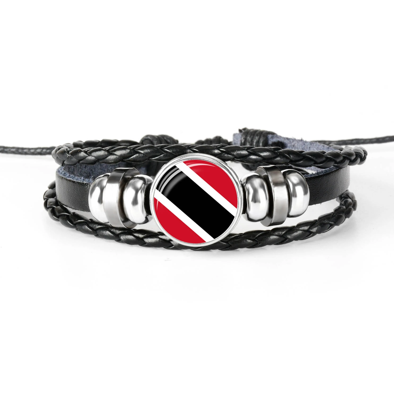 TRINIDAD TOBAGO Модный браслет ручной работы с американским флагом, браслет для мужчин и женщин, стеклянный кабошон, кожаный браслет, ювелирный подарок - Окраска металла: TRINIDAD TOBAGO