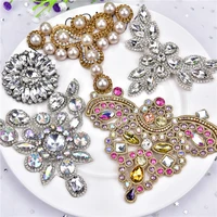 2pc 3d handmade rhinestone patches clip beaded flower shoe clip sew on sequin crystal clothing applique cute apparel accessories