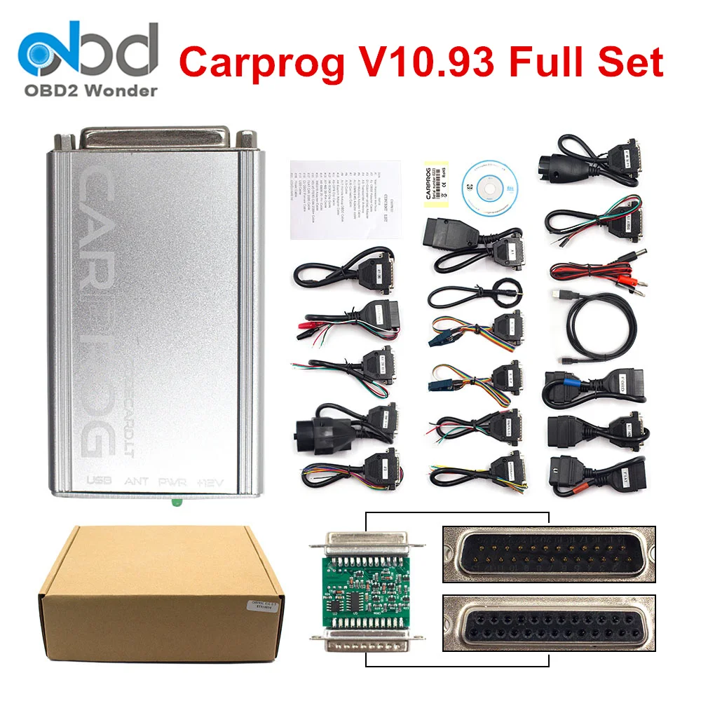 Топ Номинальный полный Carprog V10.93 инструмент для ремонта автомобиля Prog 10,93 обновление программного обеспечения V9.31 с 21 адаптером OBD2 инструмент сброса подушки безопасности