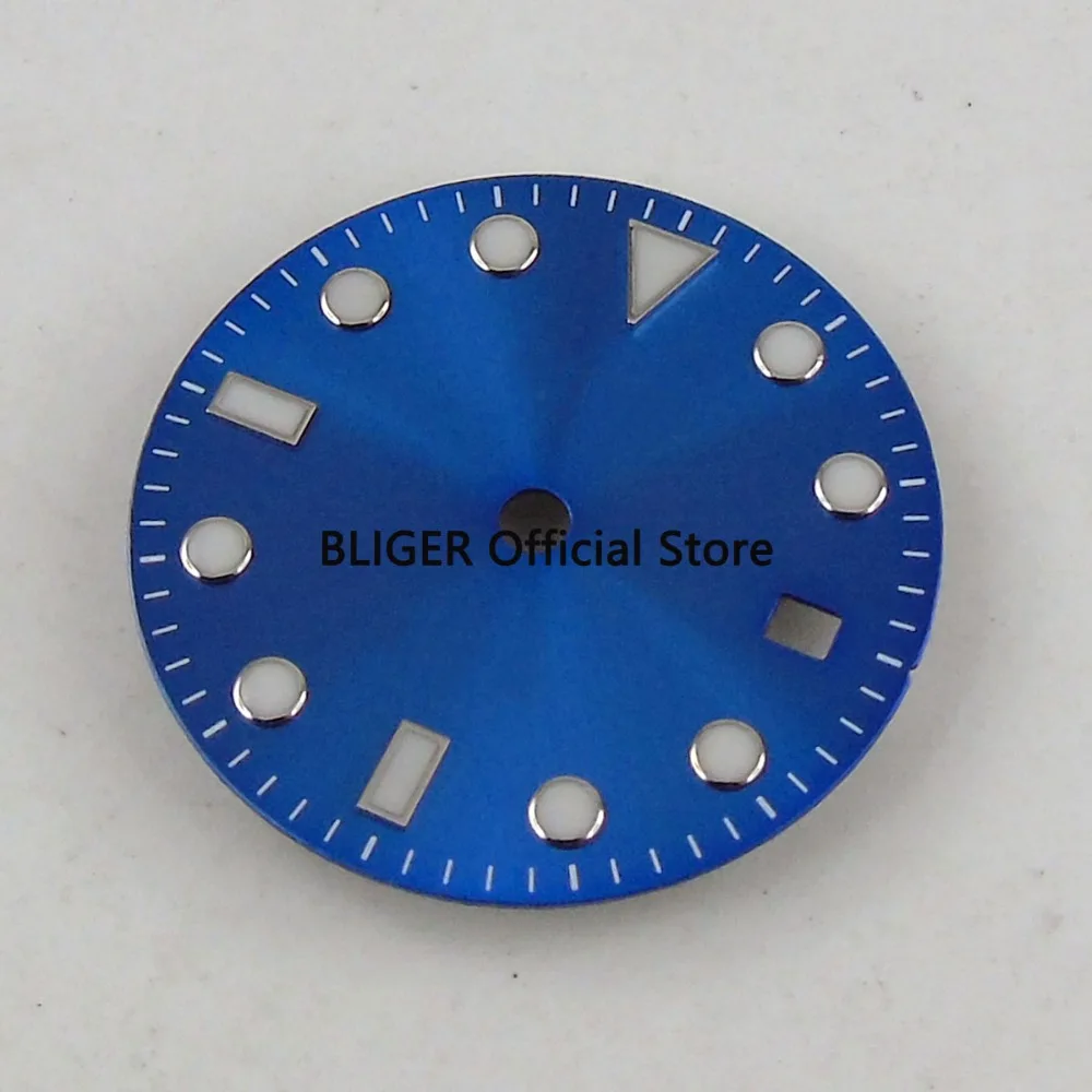 

BLIGER 28.5mm Blue Sterile Dial Luminous Marks Date Window Watch Dial Fit For MIYOTA 8215 Mingzhu 2813 3804 Movement D124