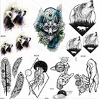 Временная тату OMMGO с этническим енотовым волком, наклейка с лесным круглым животом, искусственные татуировки на заказ, Арт, крылья, цветок, Ловец снов
