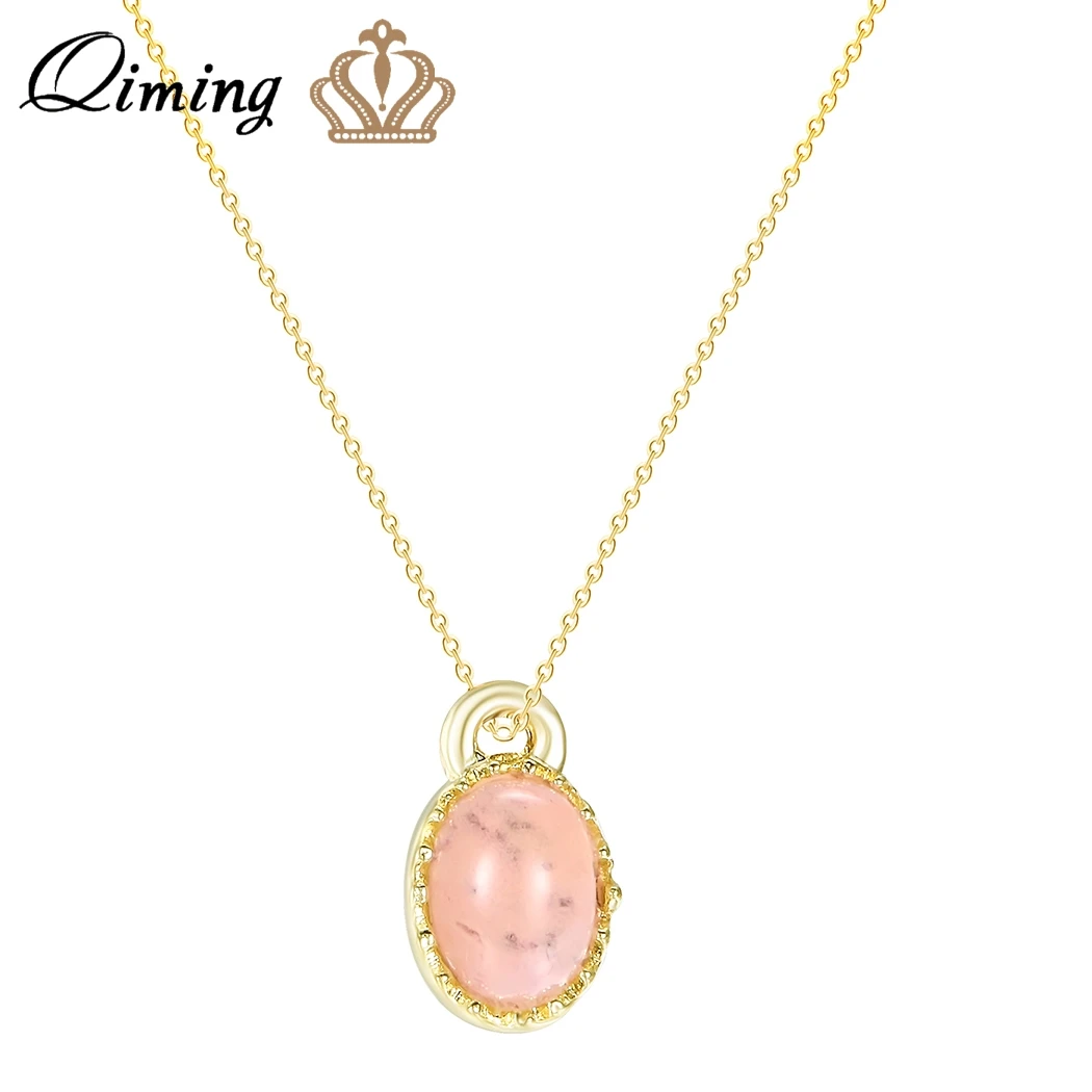 Красивое Ожерелье QIMING из розового камня женские арабские ювелирные изделия