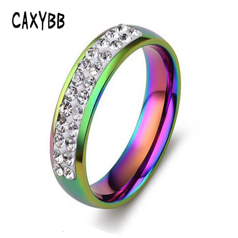 Caxybb горячая Распродажа кристалл Радуга обручальные кольца для влюбленных Кольцо
