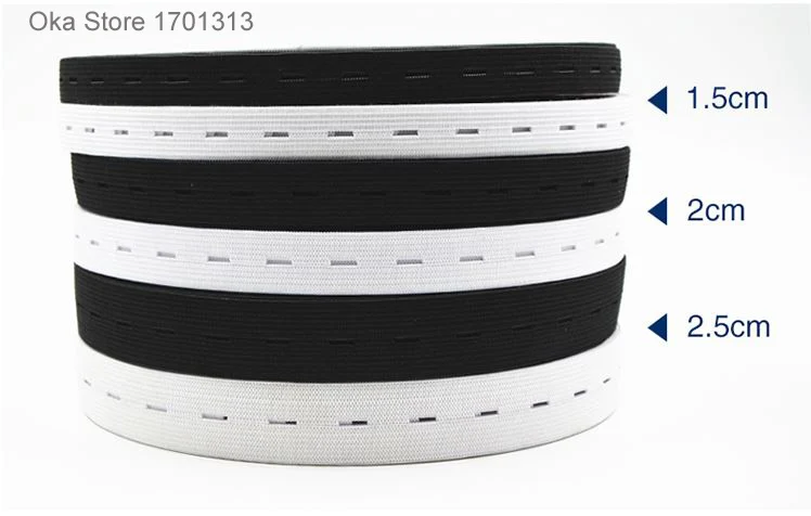 2 см * 5 метров черно белая эластичная тесьма отверстие для кнопки fitas прочный