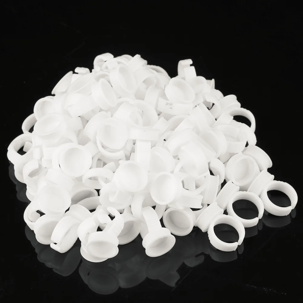 Новые 100 шт оптом пластиковые белые татуировки чернил кольцо для бровей