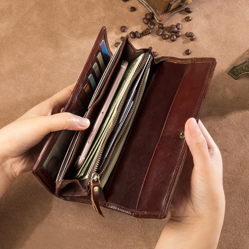 Genuine Leather Women Wallet Long Purse For Lady Clutch Bags 3 Model Card 8097- | Багаж и сумки