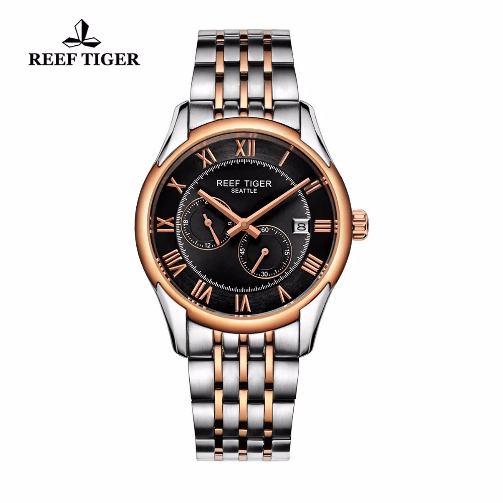 

Reef Tiger/RT Business Watches For Men Automatic Watch Rose Gold Stainless Steel Watch with Date RGA165