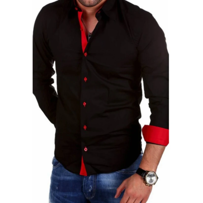 

Рубашка мужская приталенная с длинным рукавом, брендовая Повседневная, однотонная, 4xl 3wd, цвет черный