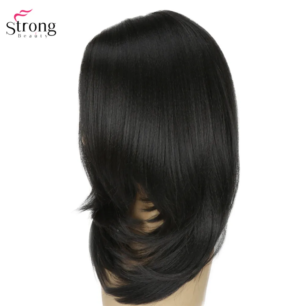 StrongBeauty синтетические парики для женщин Yaki прямые волосы каскадом черный синтетический парик