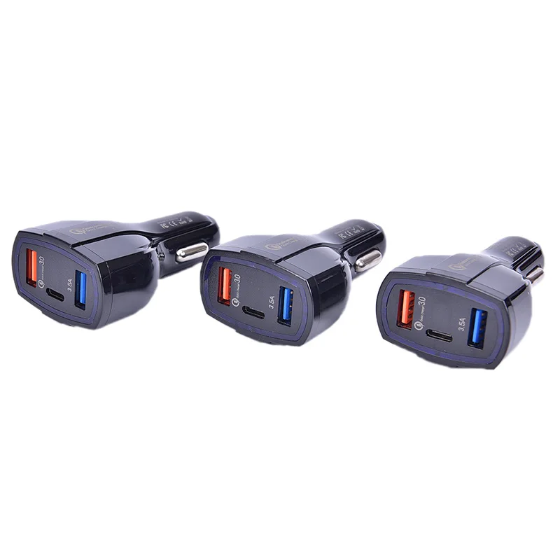 QC3.0 адаптер быстрой зарядки 2 USB порта + Type C быстрое автомобильное зарядное