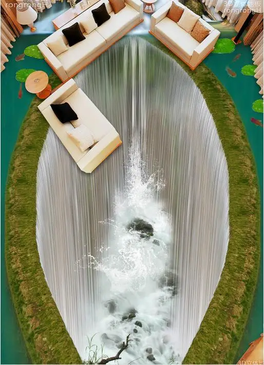 3d напольный фон обои на заказ водопад карп напольная плитка ПВХ Самоклеящиеся