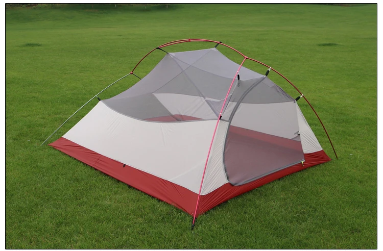 Günstig Neue 3 Person Ultraleicht Silicon Beschichtet Aluminium Pole Double Schicht Zelte Wasserdichte Outdoor-Camping Zelt
