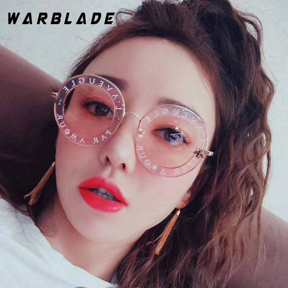 Женские и мужские круглые солнцезащитные очки WarBLade брендовые с буквенным