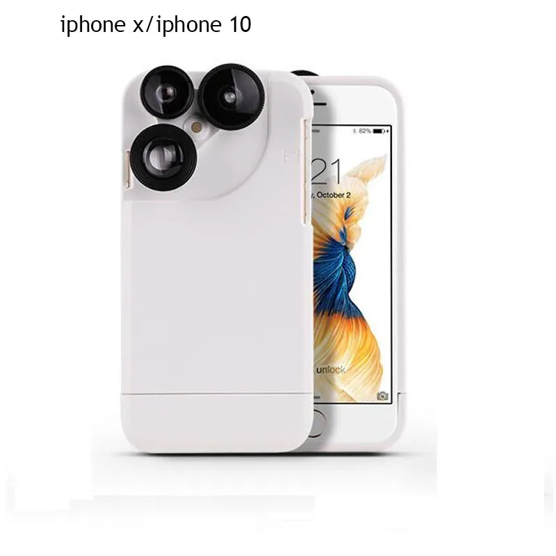 for iphone x GIRLWOMAN 4 в 1 линза телескопа 2x зум Рыбий глаз Макро мобильный чехол для телефона для Iphone 7X8 Plus 6s Объективы для камер Открытый Охота - Цвет: for iphone x