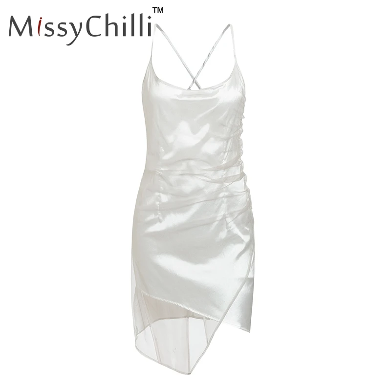 Женское Сетчатое платье MissyChilli Белое Облегающее Платье на шнуровке мини-платье
