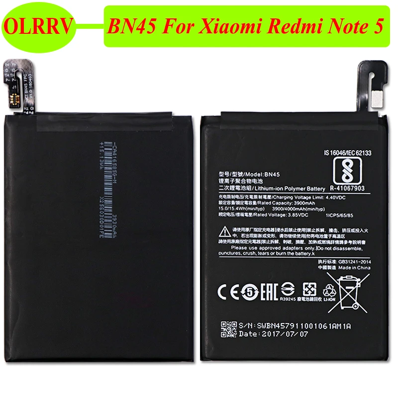 Аккумулятор BN45 для Xiaomi Redmi Note 5 аккумулятор Hongmi AKKU 3900/4000mAh|Аккумуляторы мобильных