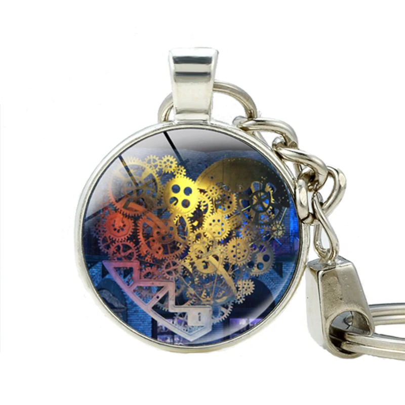 Брелок для ключей в виде сердца с часами мальчика изображением ручная работа