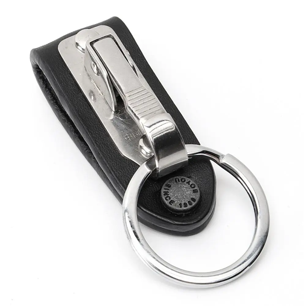 Premium Leather Keychain with Stainless Steel Clip - Detachable Waist Belt Hook, Anti-Lost Key Ring Holder image 3