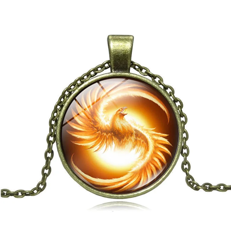 Стеклянная бижутерия Cabocon с серебряным/бронзовым покрытием чокер узором Феникс