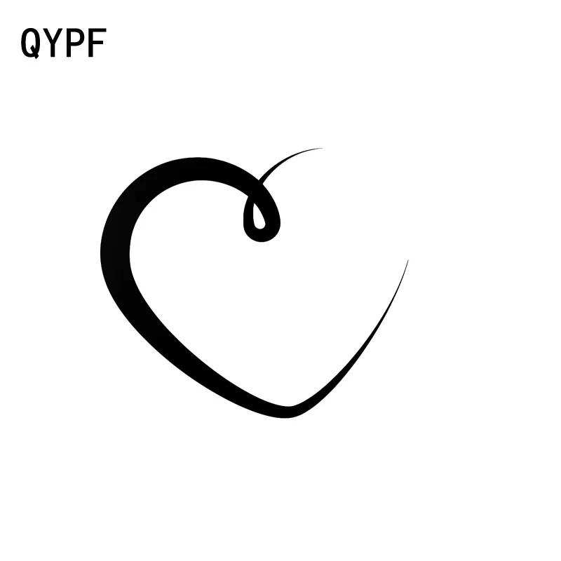 

QYPF 14 см * 12,4 см романтическая любовь сердце виниловая наклейка на окно автомобиля Наклейка Графический черный/серебристый C15-0696