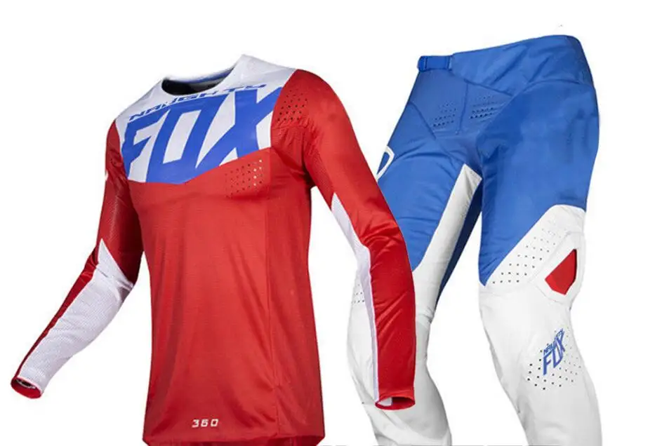 Красный NAUGHTY FOX MX 180 Prizm темно-синие Желтые Джерси штаны для мотокросса Dirt bike внедорожный набор передач - Цвет: Красный