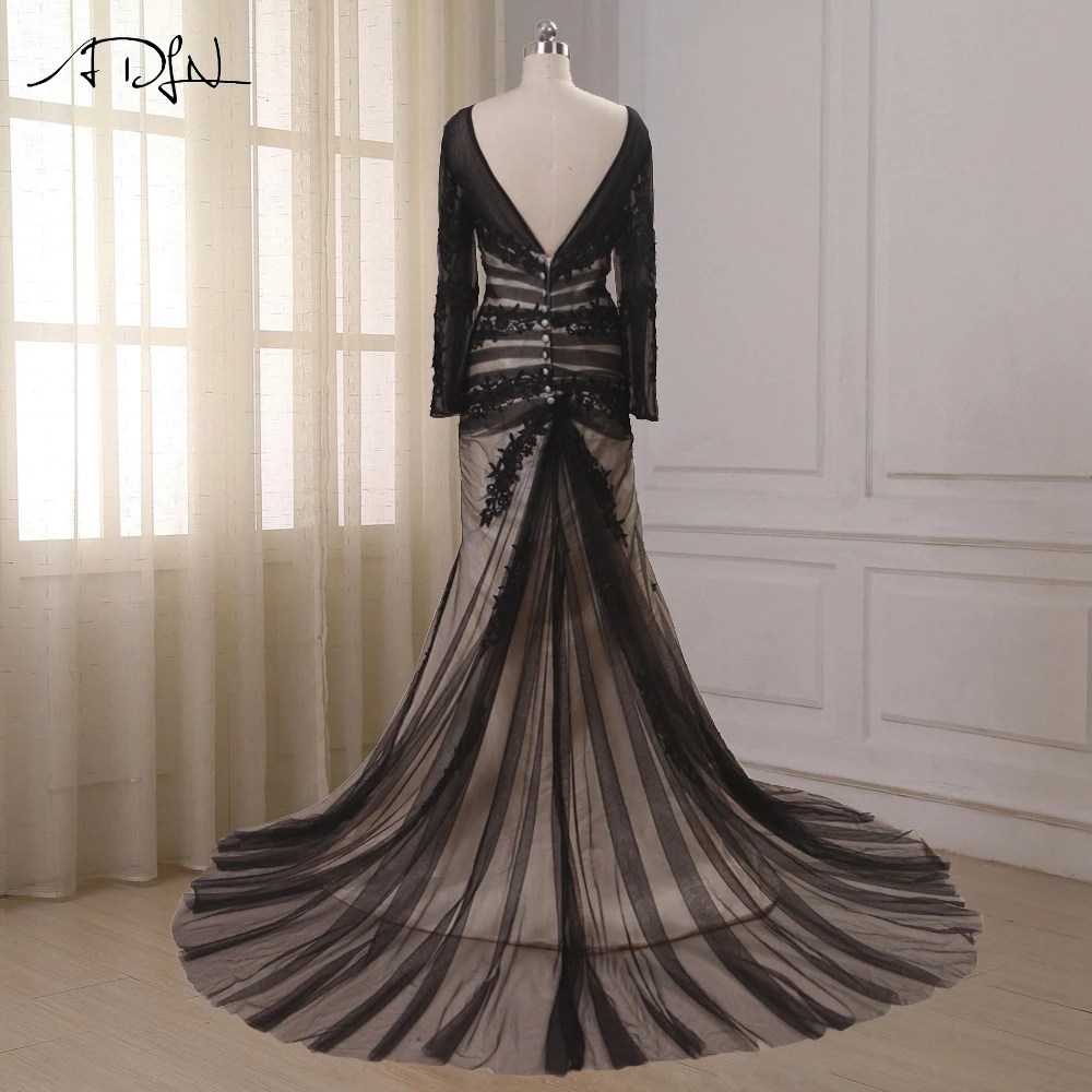 ADLN настоящая фотография вечернее платье с длинным рукавом кружевное русалки