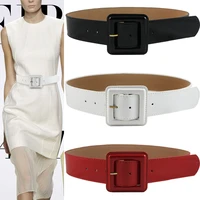 newest design women ladies pu faux leather dress belt one size strap waistband black white red factory low price direct selling
