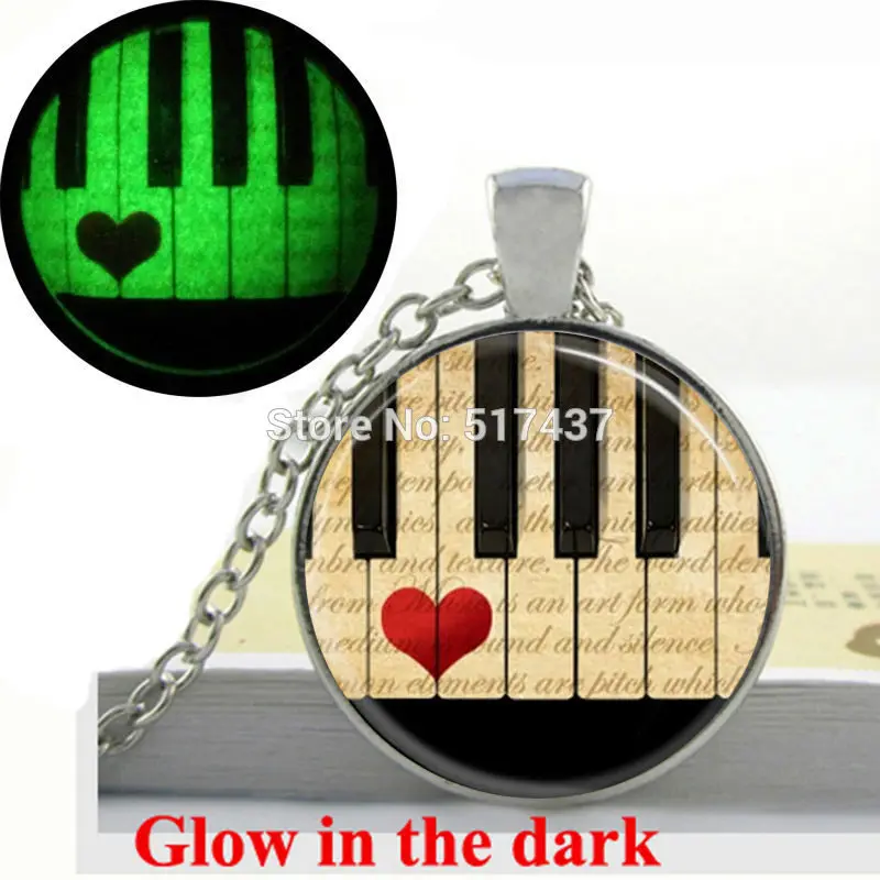 Светится в темноте Музыка Ювелирные изделия ожерелье с изображением пианино