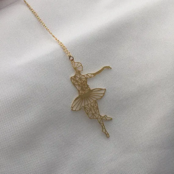 Золотистое серебряное геометрическое балетное ожерелье Танцовщица