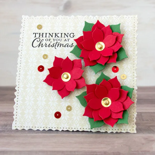 Новинка 2018 года Рождество POINSETTIA Цветок Металлический трафарет трафареты для DIY
