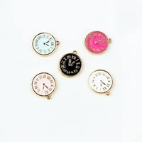 20pcslot fashion small clock shape charms 1517mm gold color tone enamel diy bracelet floating charms