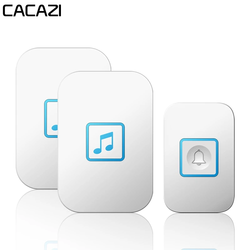 Умный водонепроницаемый беспроводной дверной звонок CACAZI с дистанционным управлением 300 м, 1, 2 кнопки, 1, 2, 3 приемника, вилка стандарта США, ЕС, Великобритании, Австралии, домашний светодиодный светильник