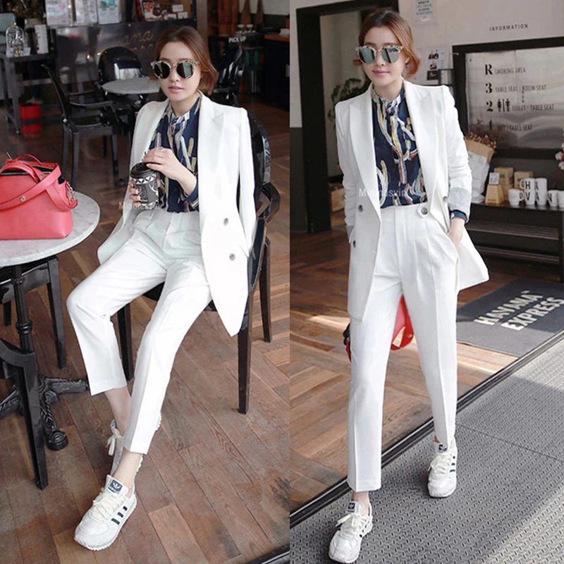 

Профессиональный женский костюм на весну и осень, новая модная Корейская версия повседневного маленького костюма, хипстерский комплект из ...