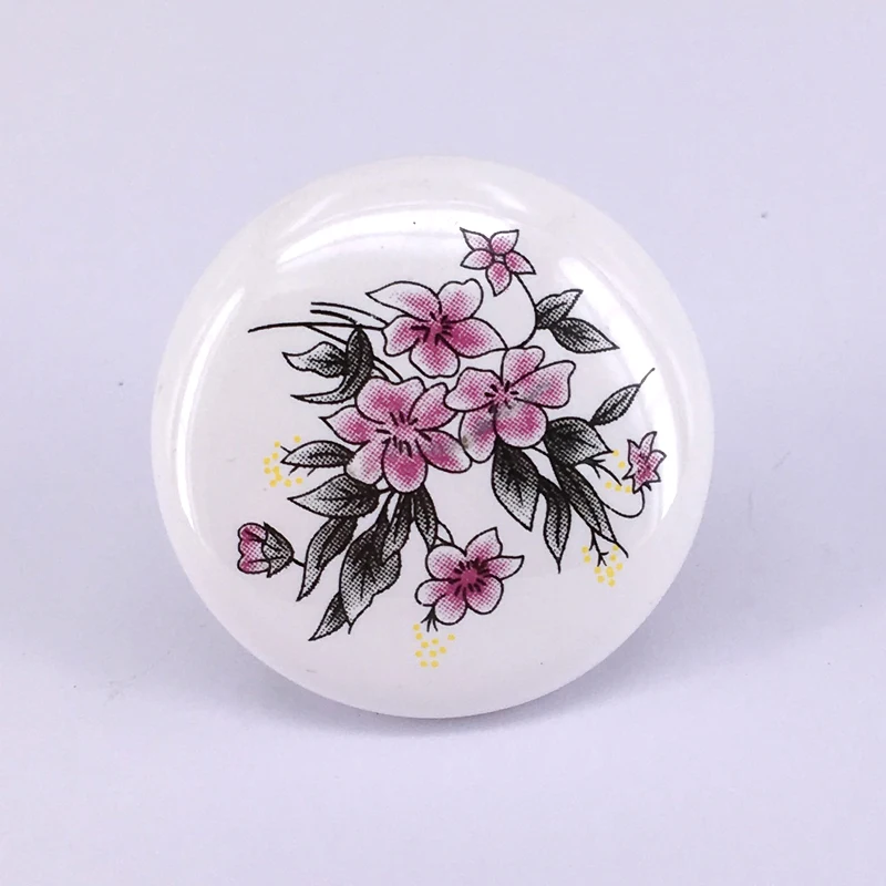 

10PCS 38mm Flower Printed ceramic knobs, kitchen drawer pulls, dresser handles, cupboard knobs pull