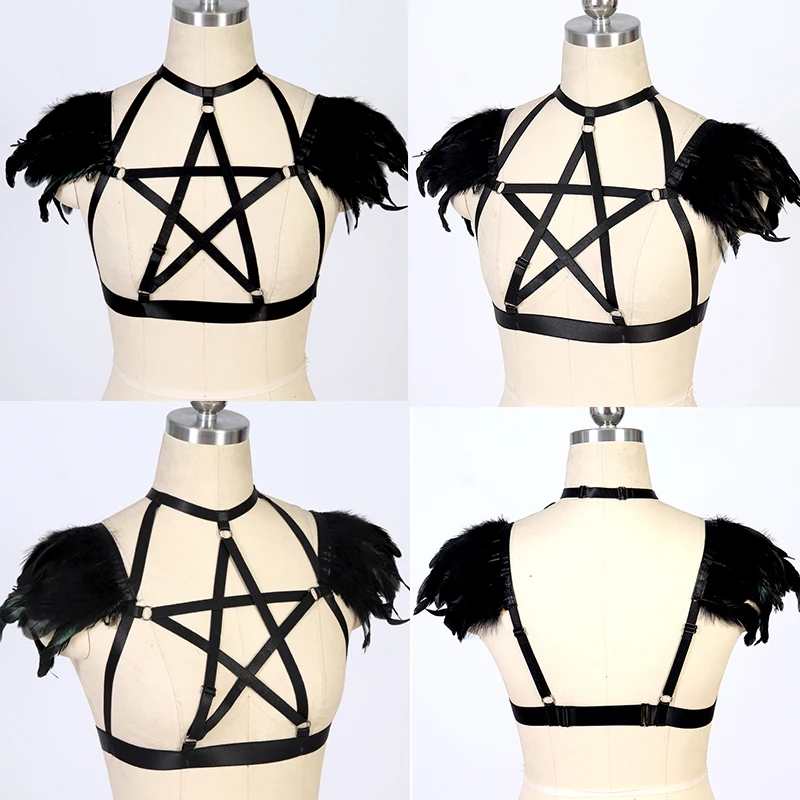 Черный женский эполет бондаж фетиш портупея для тела сексуальное нижнее белье