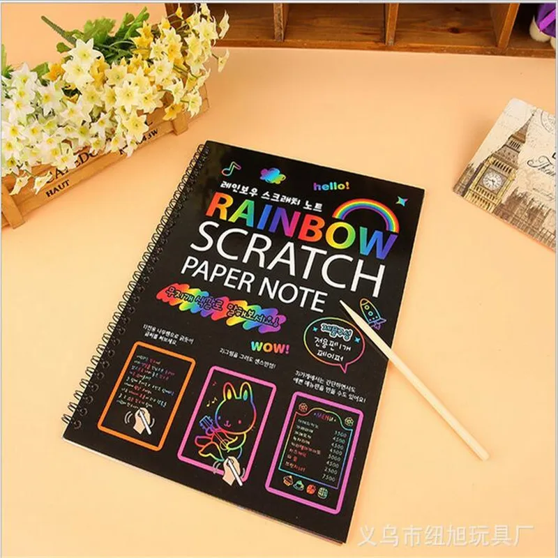 Детский набор для рисования цветная бумага с палочкой|scratch art painting paper|scratch paperkids set