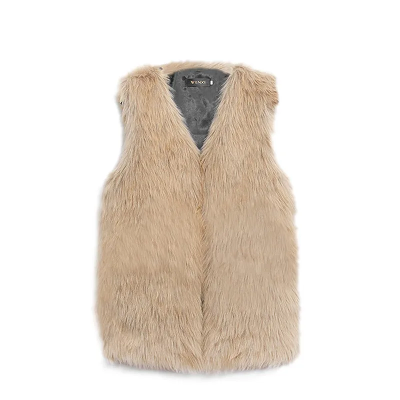 Плюс Размеры Для женщин искусственного меха пальто жилет 2018 зима рукавов