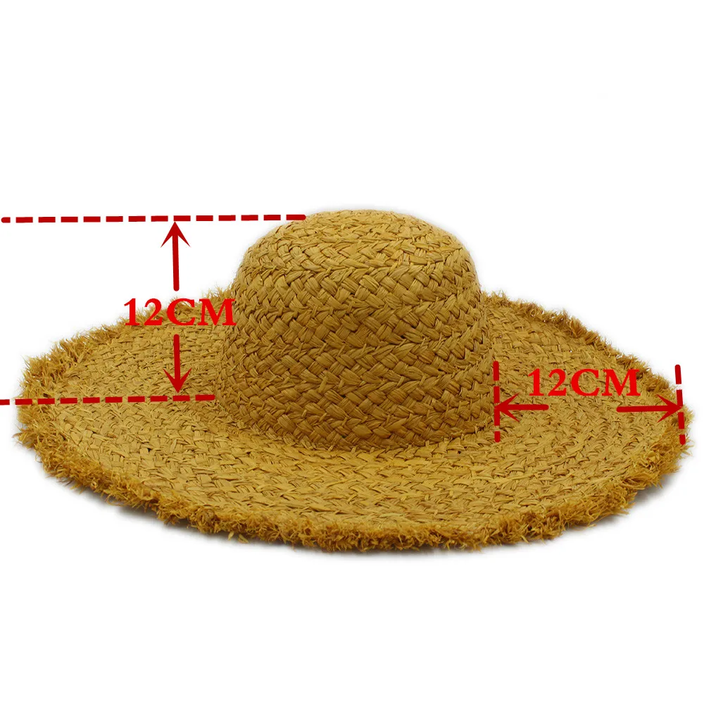 Летняя женская натуральная солома-рафия шляпа от солнца для девушек с широкими