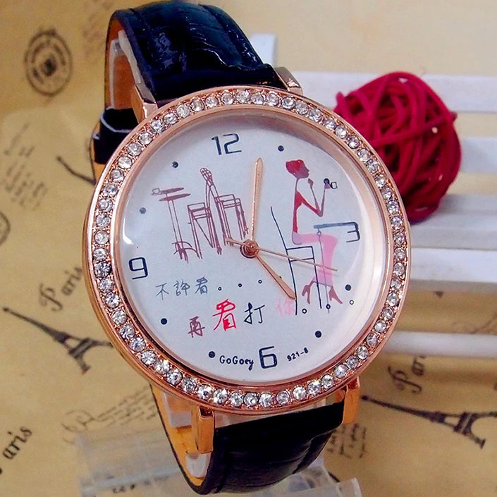 Wholesale women wristwatches ladies rhinestone women's fashion leather strap quartz watch Women watches FSW166 | Наручные часы