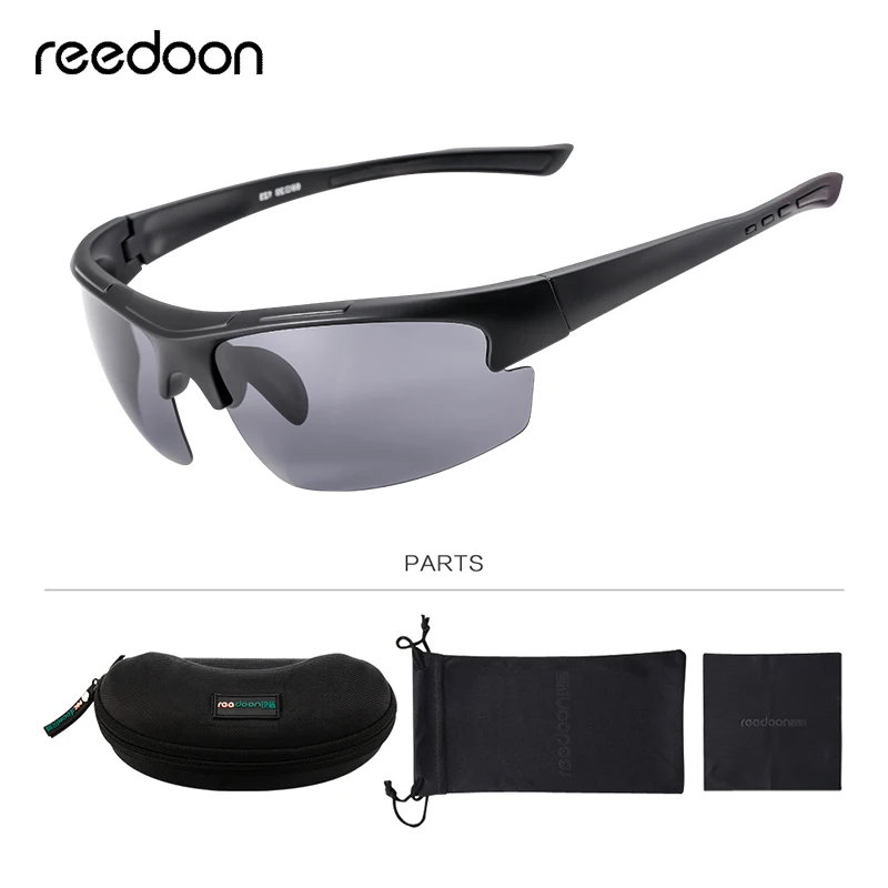 Мужские спортивные солнцезащитные очки Reedoon черные поляризационные в оправе из