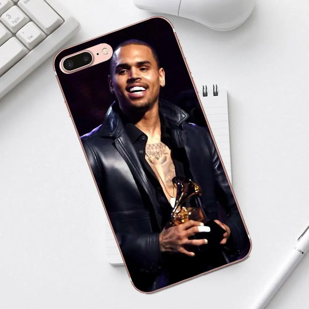 Чехол из ТПУ Qdowpz Singer Chris Brown для Galaxy Alpha Core Prime Note 4 5 8 S3 S4 S5 S6 S7 S8 S9 mini edge Plus | Мобильные
