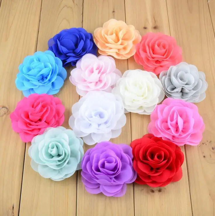 100 шт. Бесплатная доставка шифоновые цветы с оборками тканевые Цветочные туфли