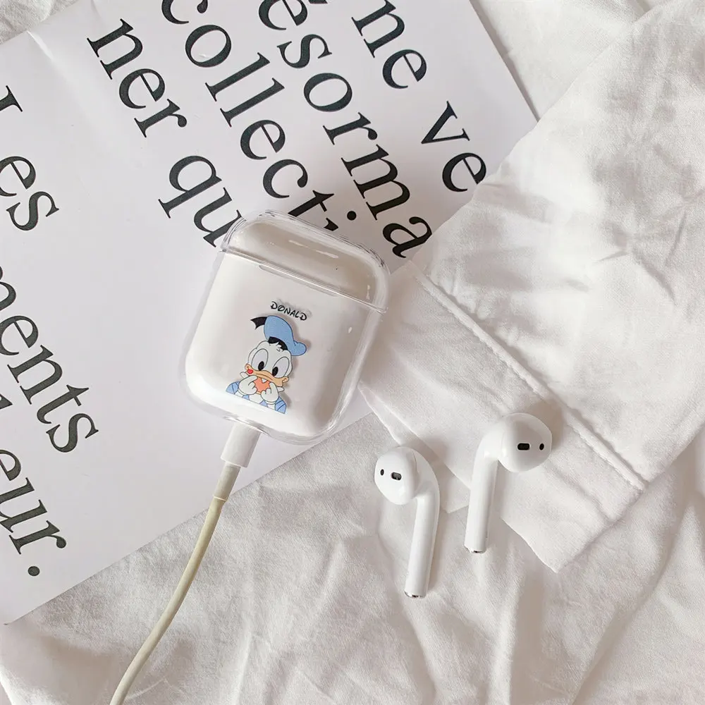 Милый мультяшный чехол с принтом Микки и Минни для Airpods airpod 2, аксессуары для беспроводной гарнитуры Bluetooth, прозрачный жесткий чехол из поликарбоната - Цвет: 3
